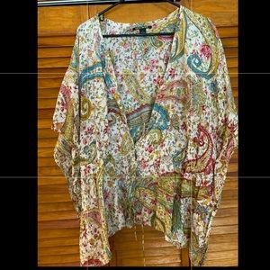 Lucky Brand L/XL oversized paisley blouse